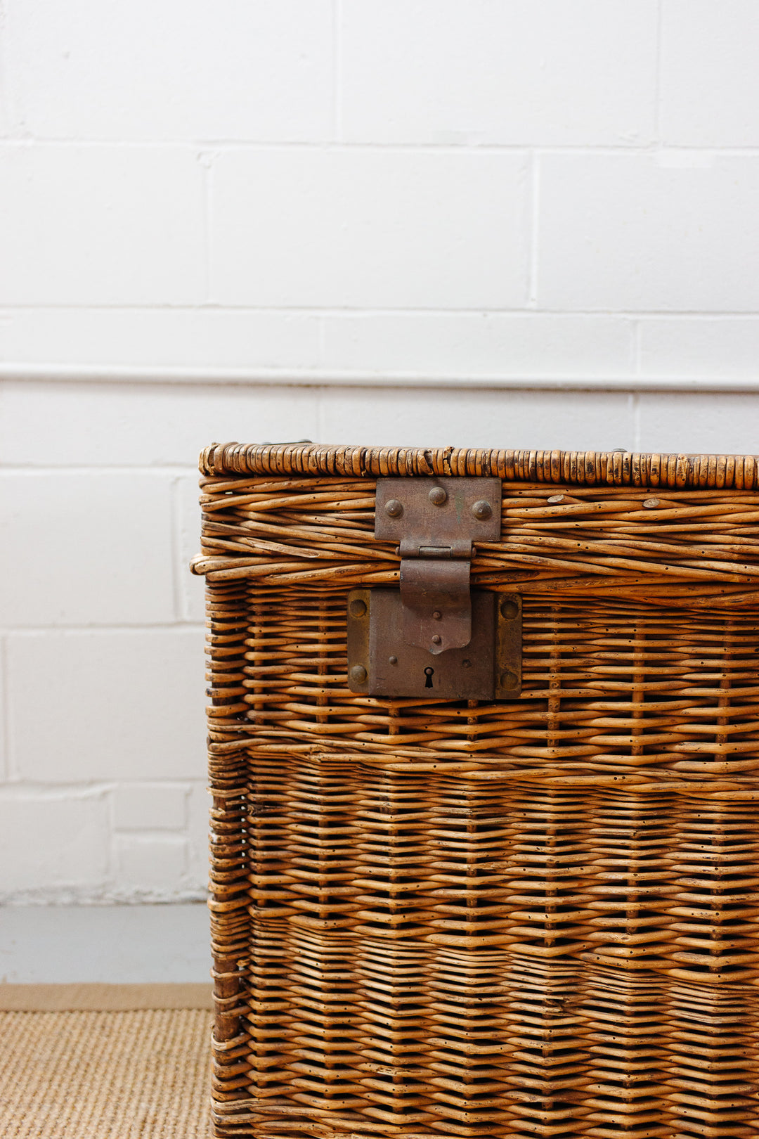 19th century french willow travel trunk