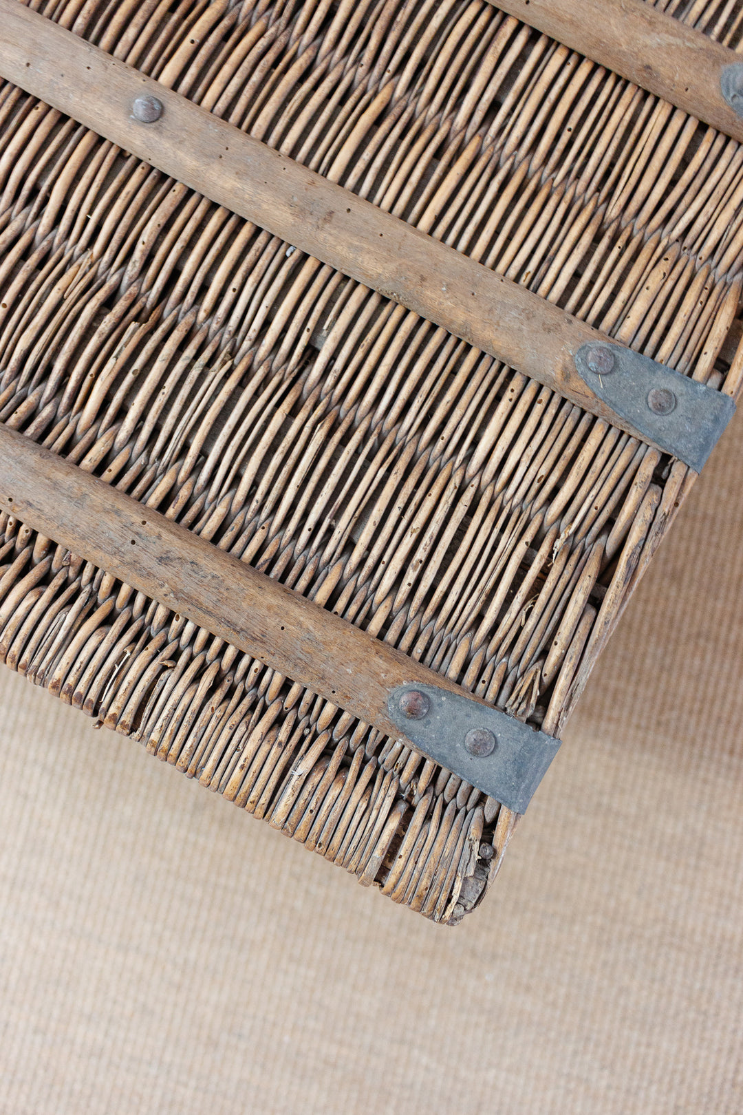 19th century french willow travel trunk