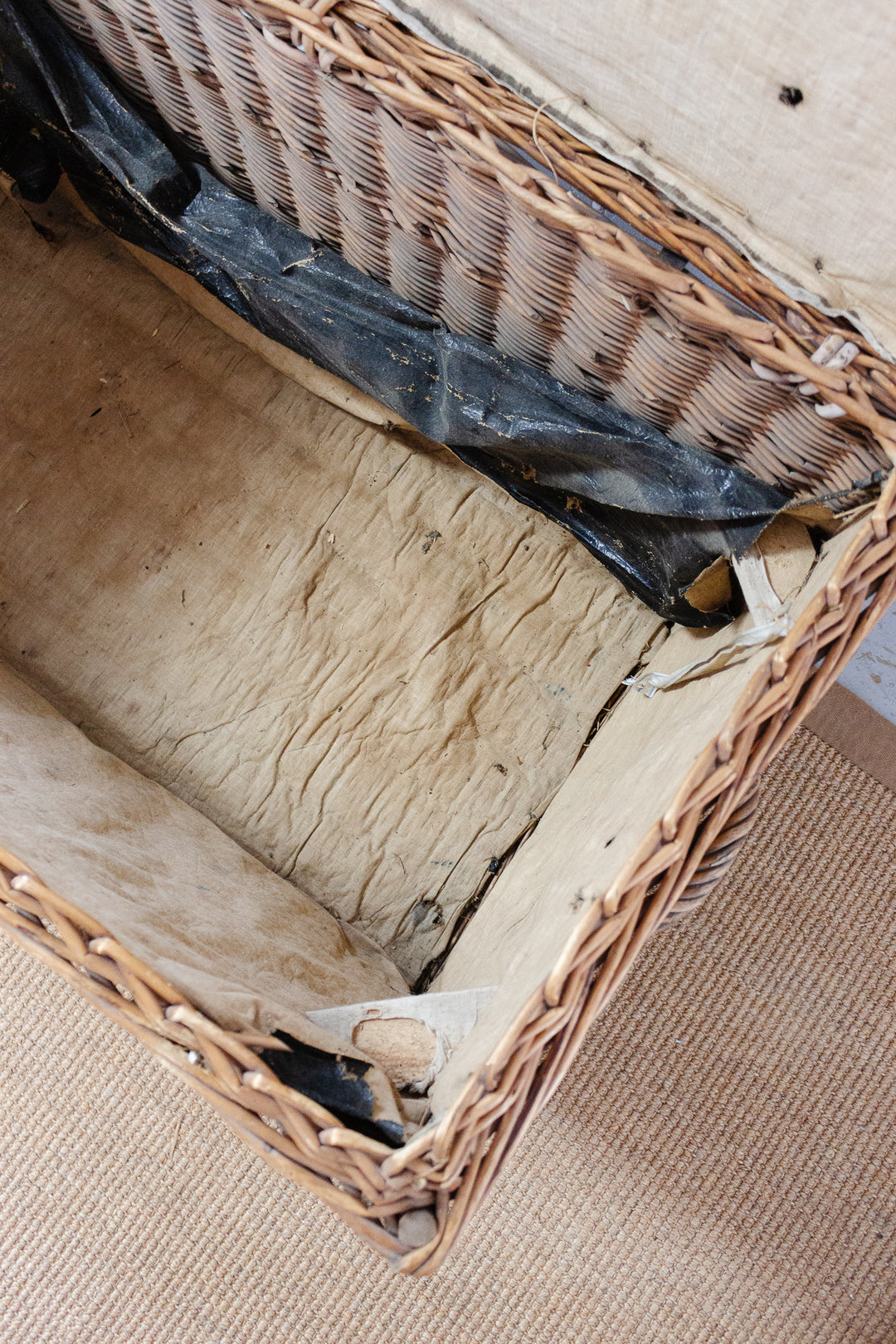 19th century french willow travel trunk