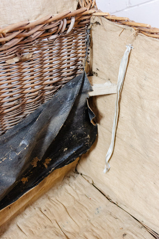 19th century french willow travel trunk