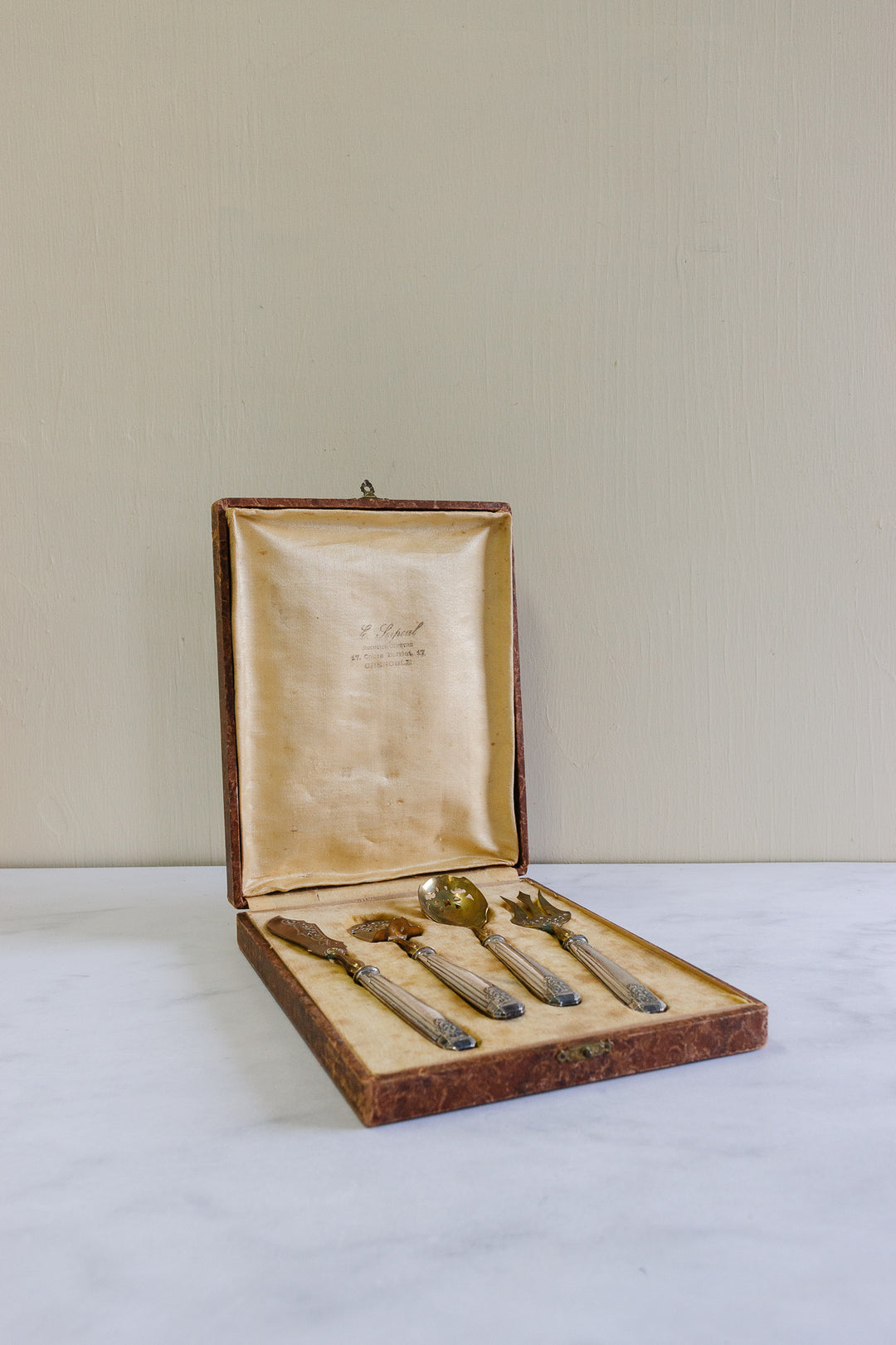 19th century French gold vermeil & silverplate dessert set