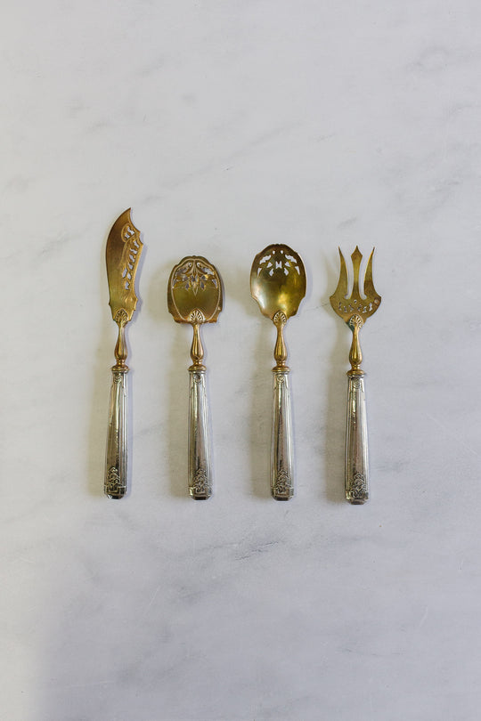 19th century French gold vermeil & silverplate dessert set