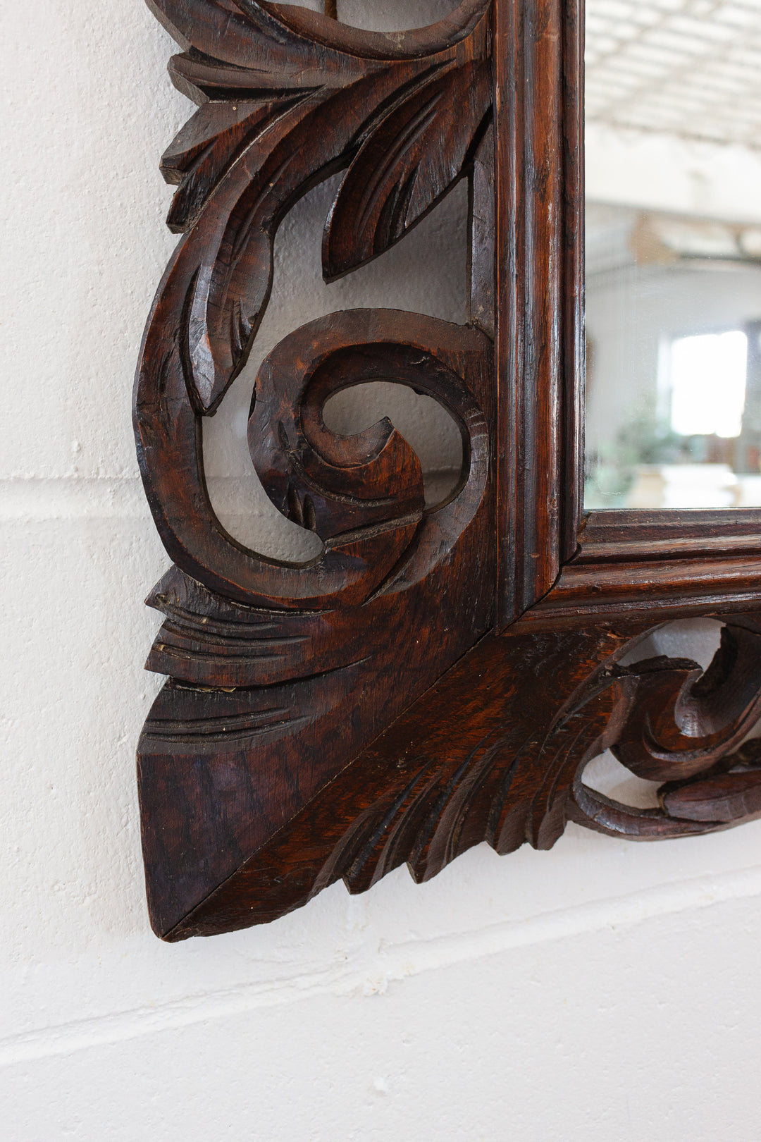 19th century french Louis XIV carved oak mirror