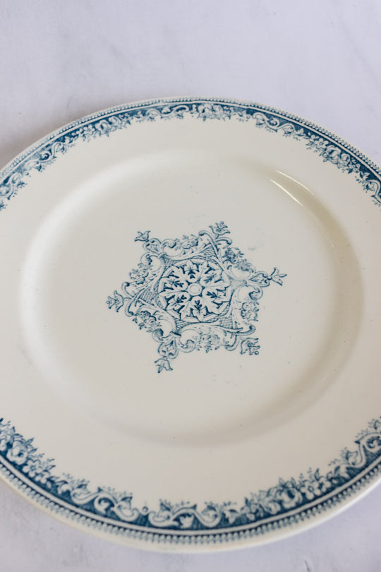19th century French transferware dinner plates, matching set of 4
