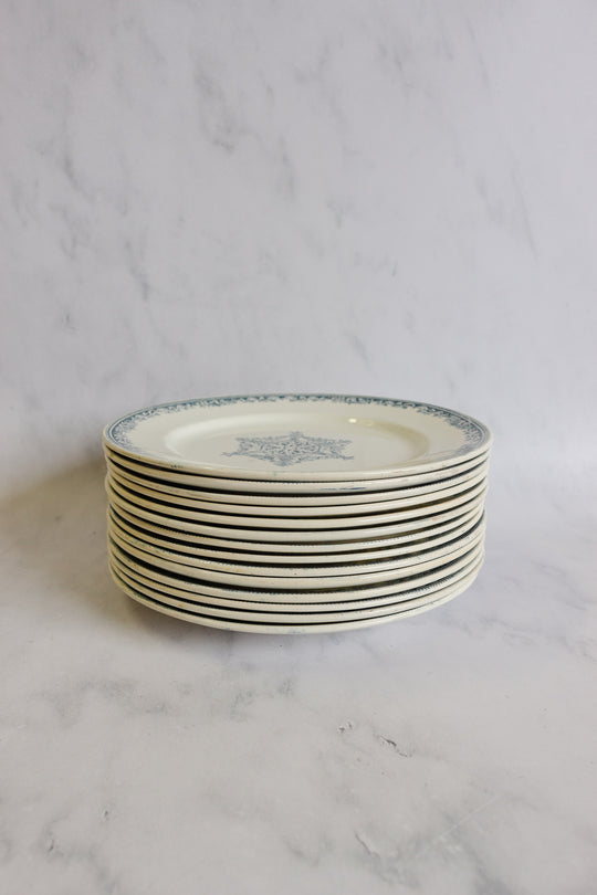 19th century French transferware dinner plates, matching set of 4