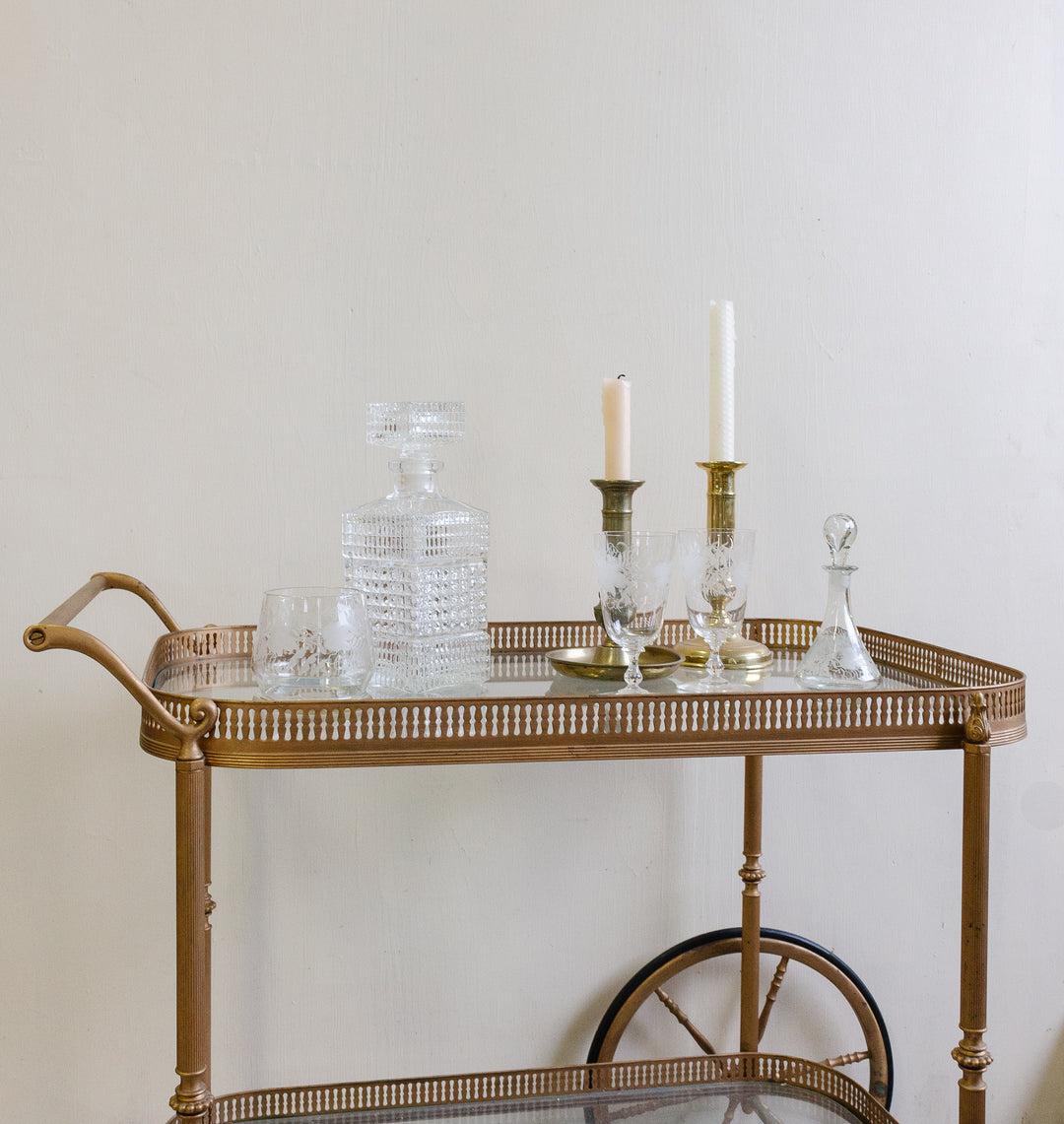 19th century french etched glass decanter set
