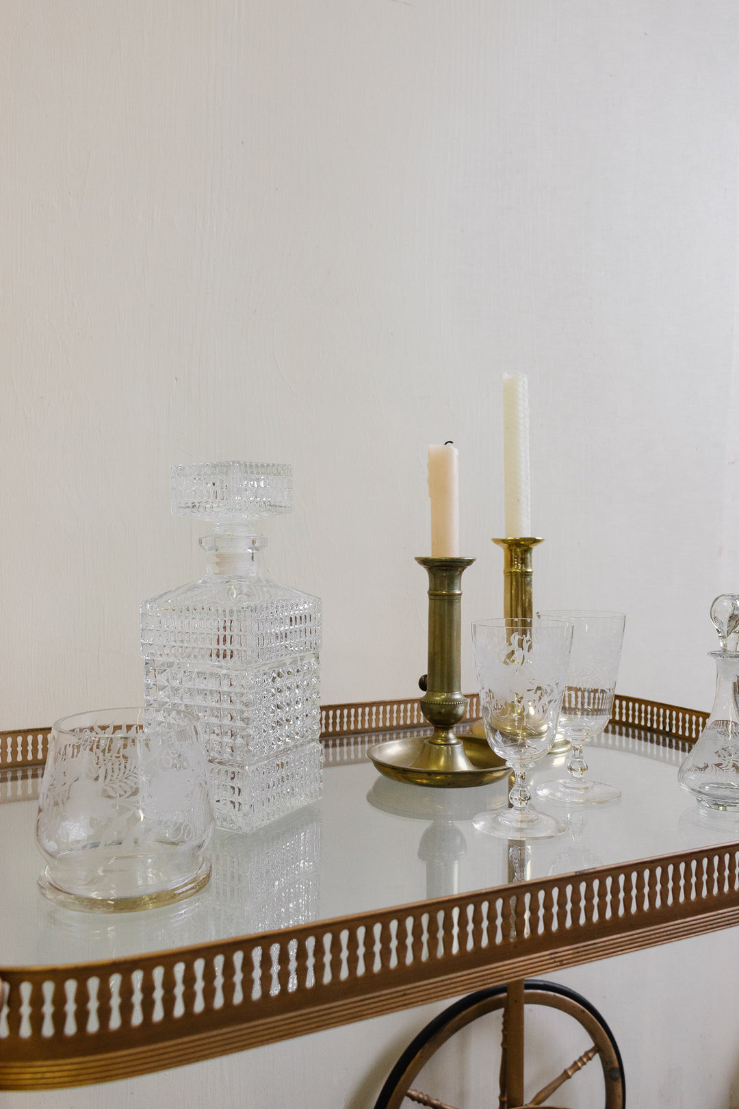 19th century french etched glass decanter set