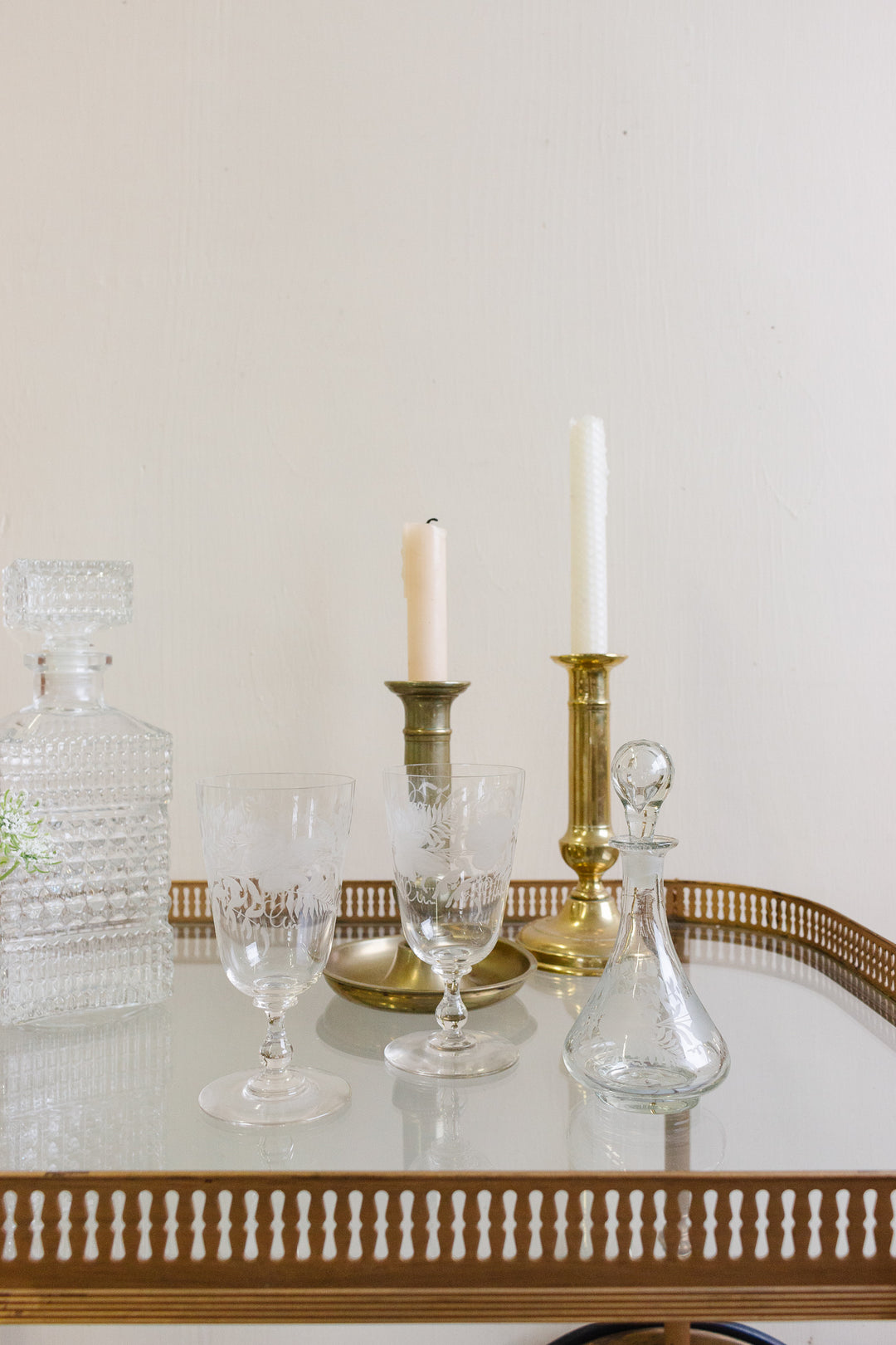 19th century french etched glass decanter set