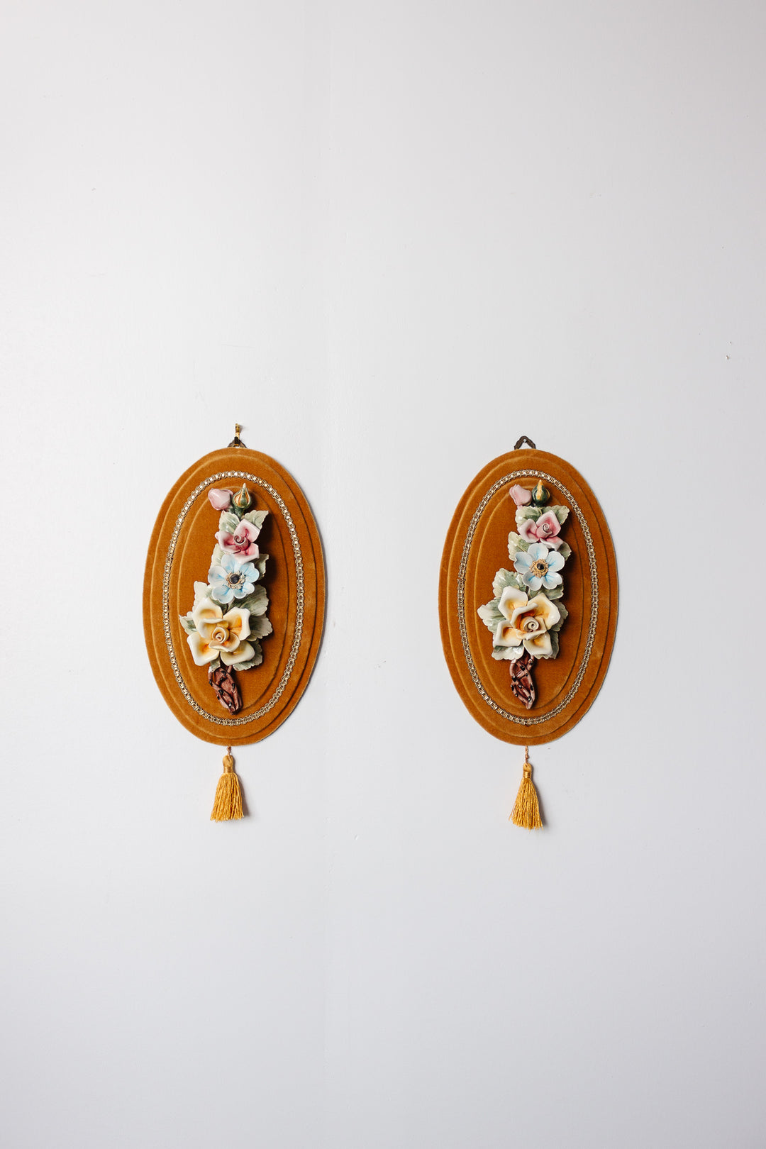 vintage italian capodimonte porcelain flowers on velvet