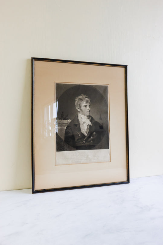 antique English framed etching portrait “Lord Henry Petty”
