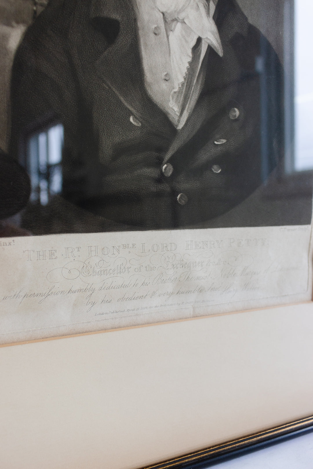 antique English framed etching portrait “Lord Henry Petty”