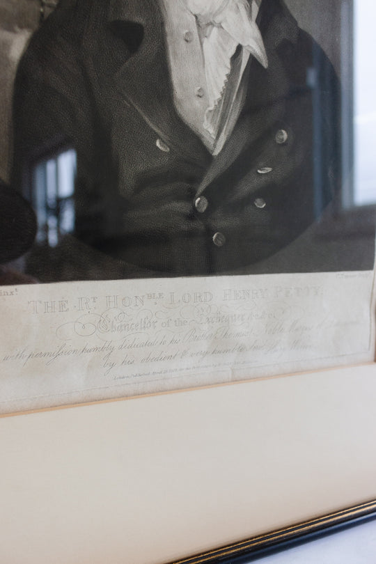 antique English framed etching portrait “Lord Henry Petty”