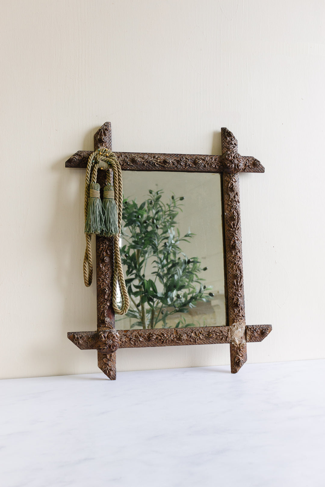 19th century French gilt wood & plaster cross frame mirror