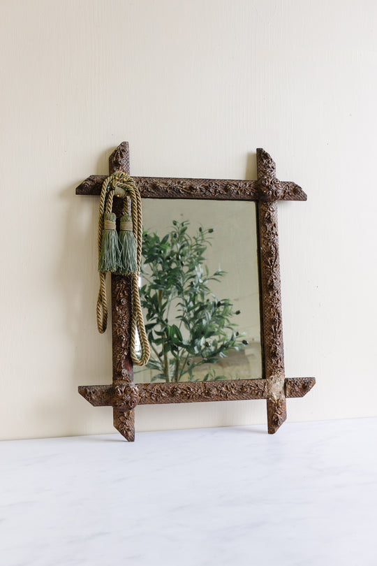 19th century French gilt wood & plaster cross frame mirror