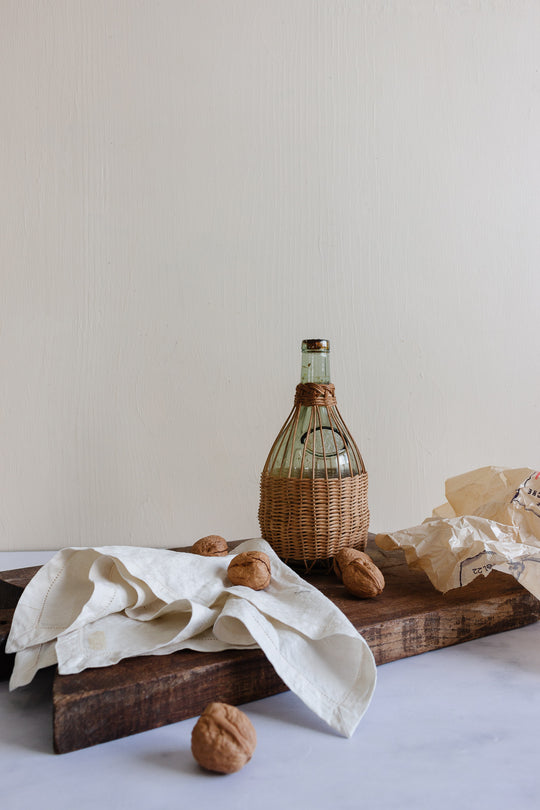 vintage French wicker wrapped bottle