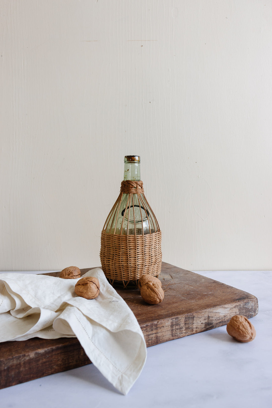vintage French wicker wrapped bottle