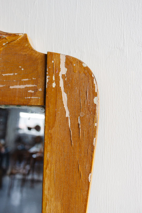 antique carved wood mirror with wavy glass