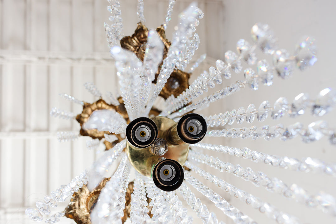 vintage spiral cascade crystal and brass waterfall chandelier