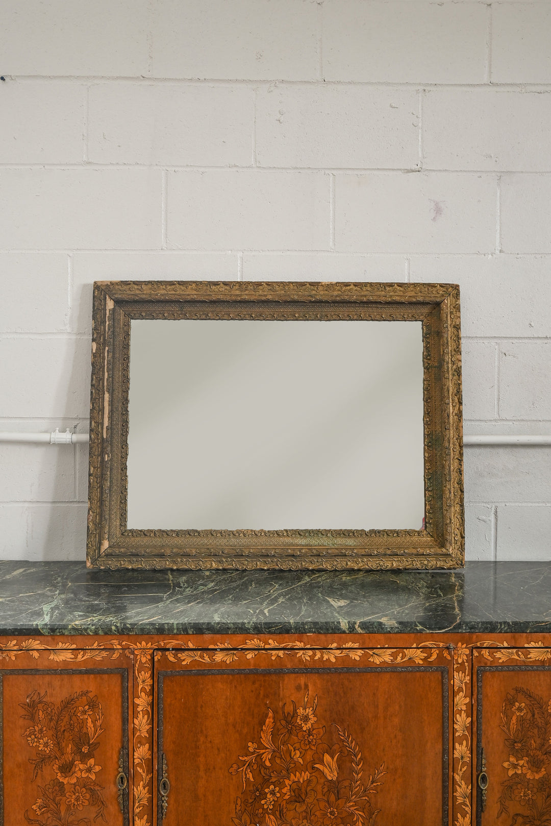 antique distressed gilt framed mirror