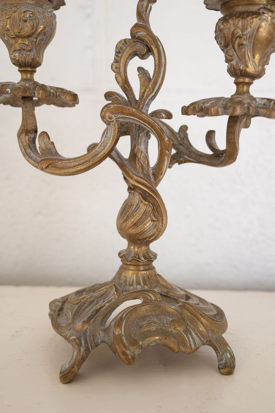 vintage french woven vine art nouveau brass candelabra pair