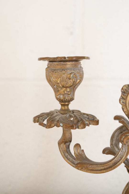 vintage french woven vine art nouveau brass candelabra pair
