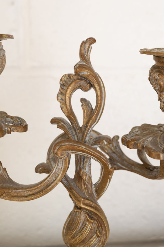 vintage french woven vine art nouveau brass candelabra pair