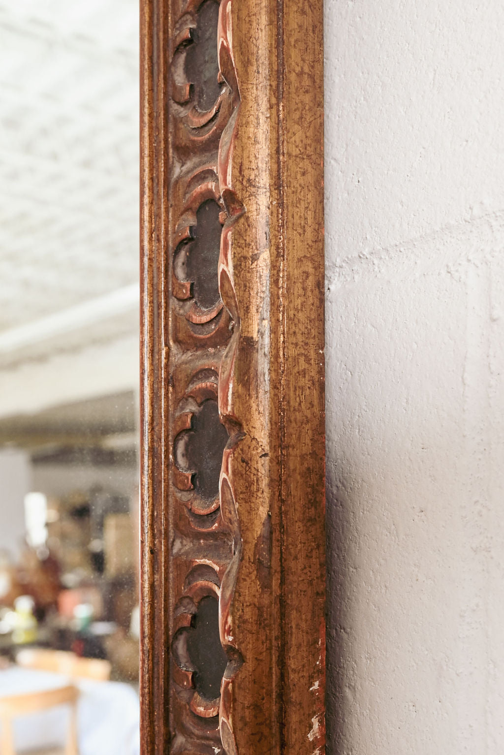 vintage french wood carved mirror