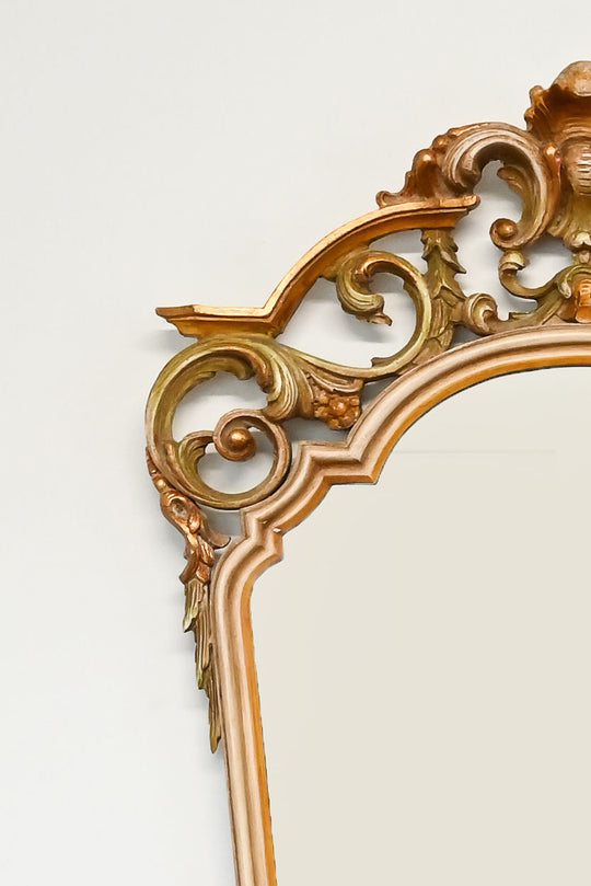 vintage rococo carved wood gilt mirror
