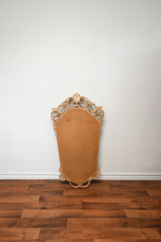 vintage rococo carved wood gilt mirror