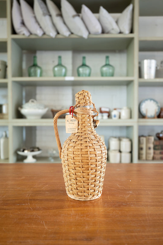 vintage french wicker wrapped demijohn