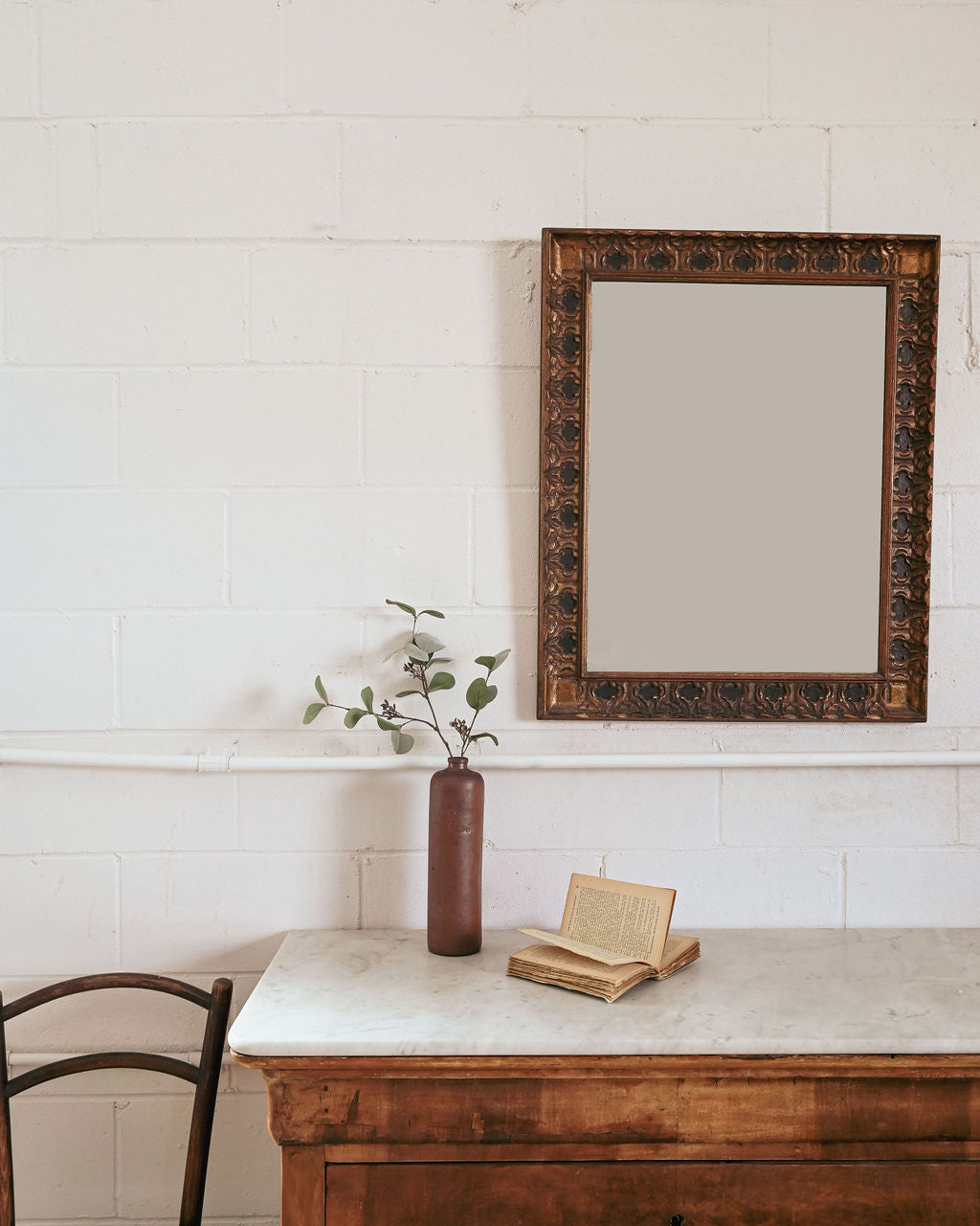 vintage french wood carved mirror