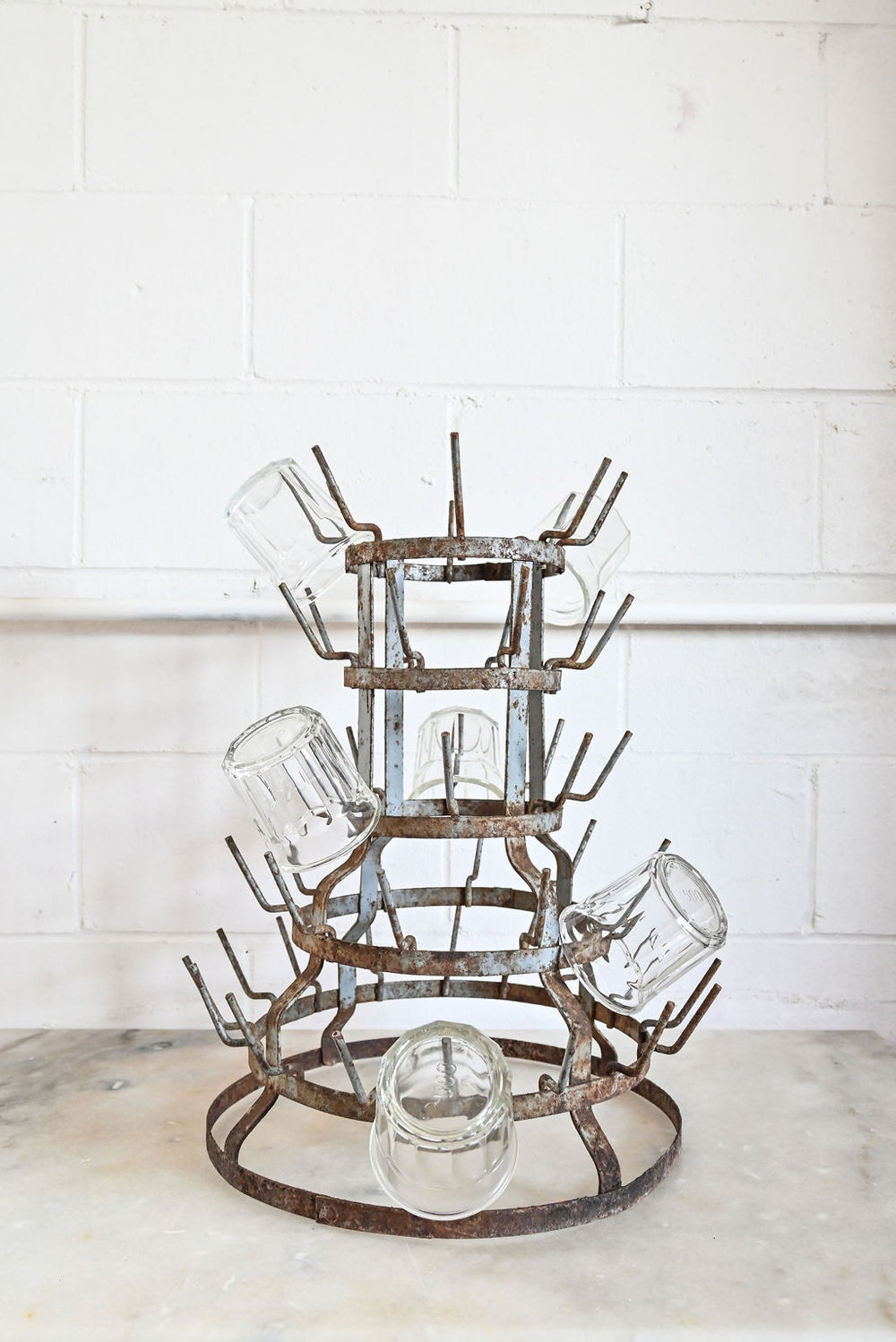 vintage french zinc bottle drying rack