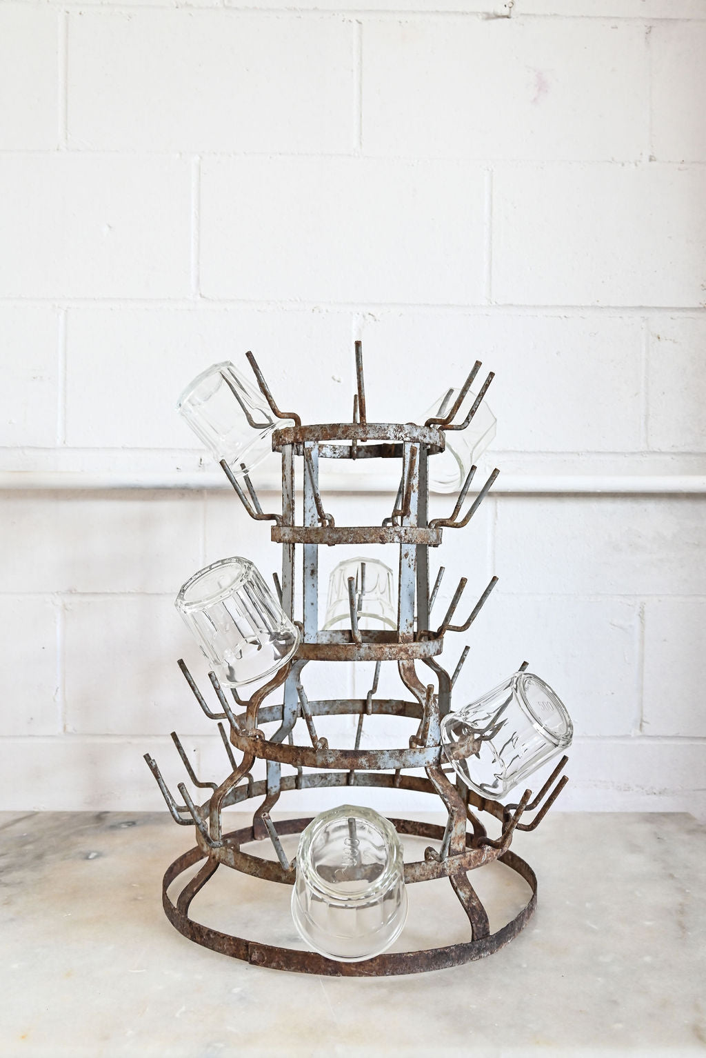 vintage french zinc bottle drying rack