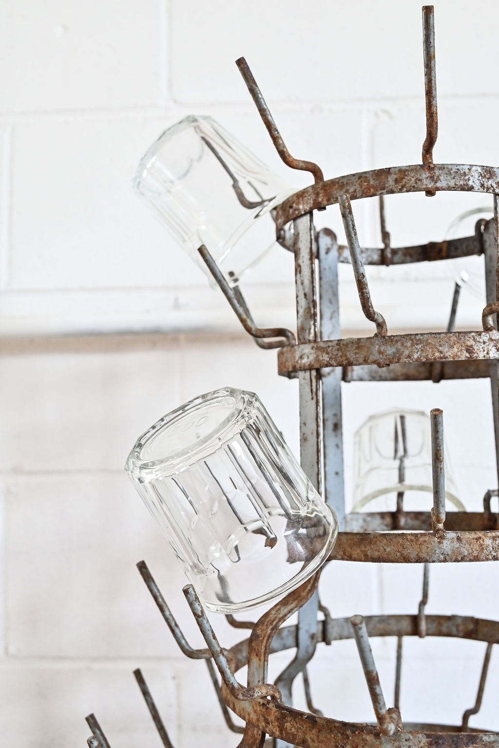 vintage french zinc bottle drying rack