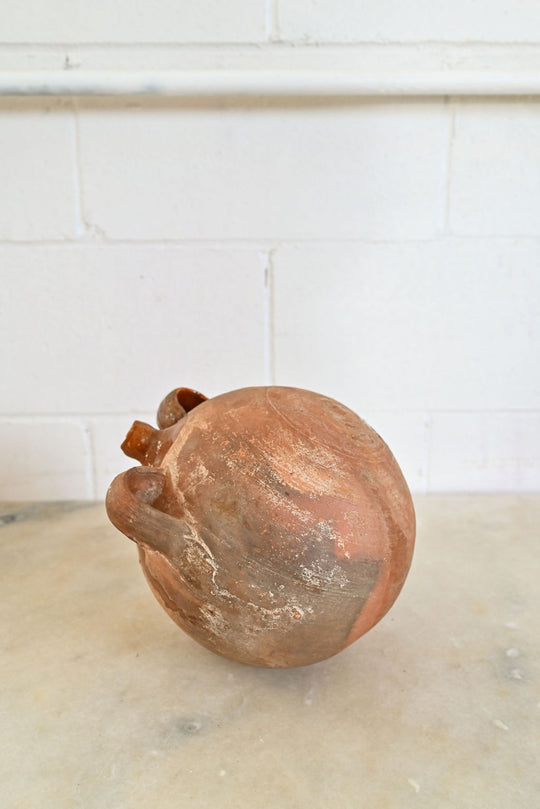 vintage french spherical pottery vessel