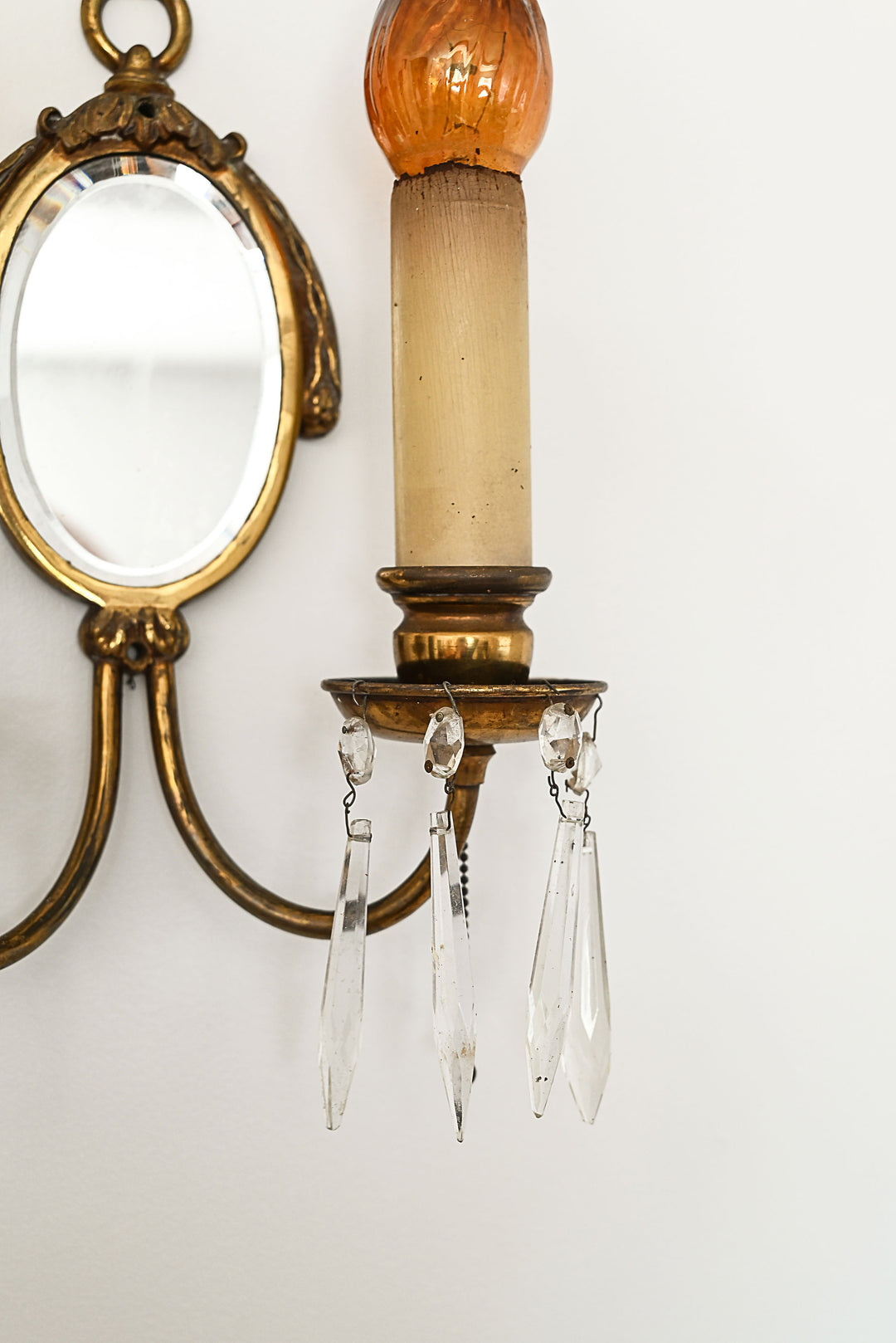antique beveled mirrored wall sconce