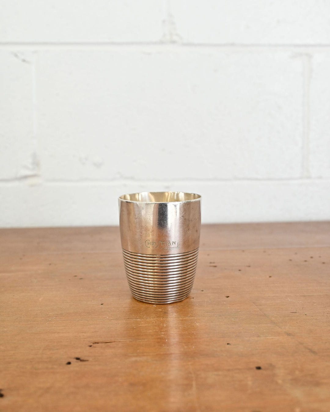 vintage french silverplate christening cup i