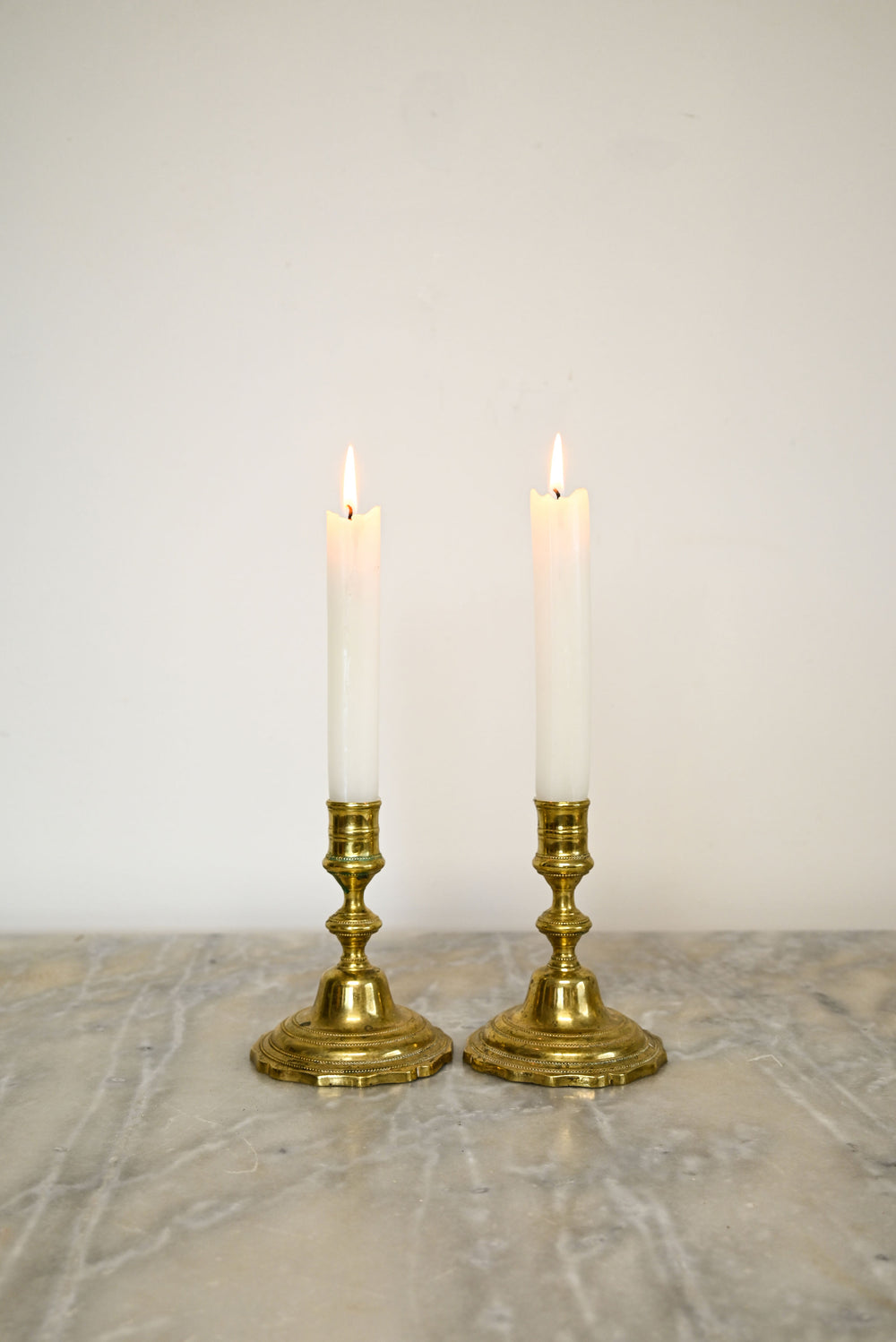 vintage pair of french brass candlesticks x