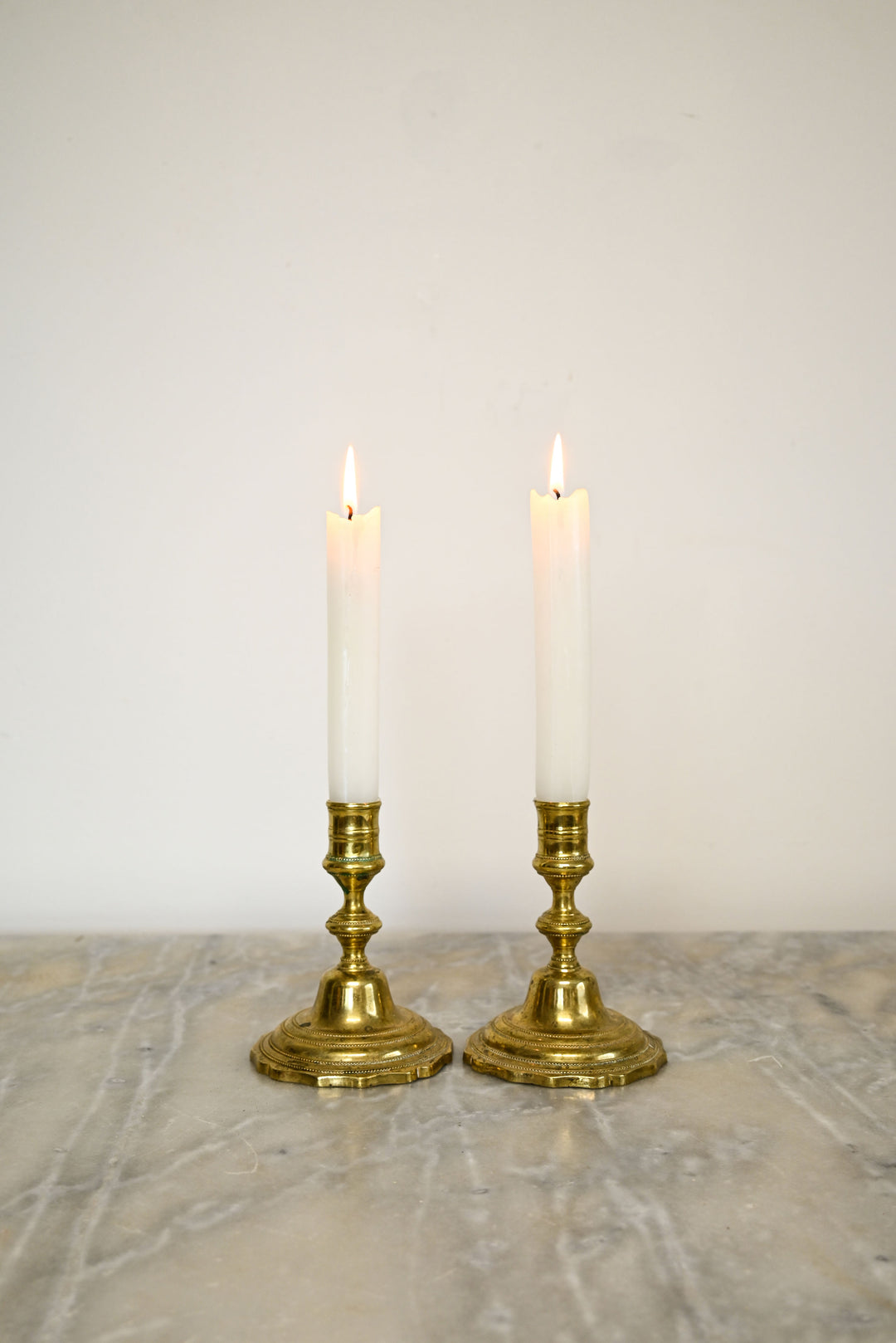 vintage pair of french brass candlesticks x