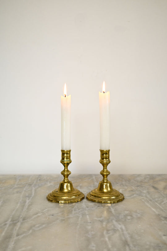 vintage pair of french brass candlesticks x