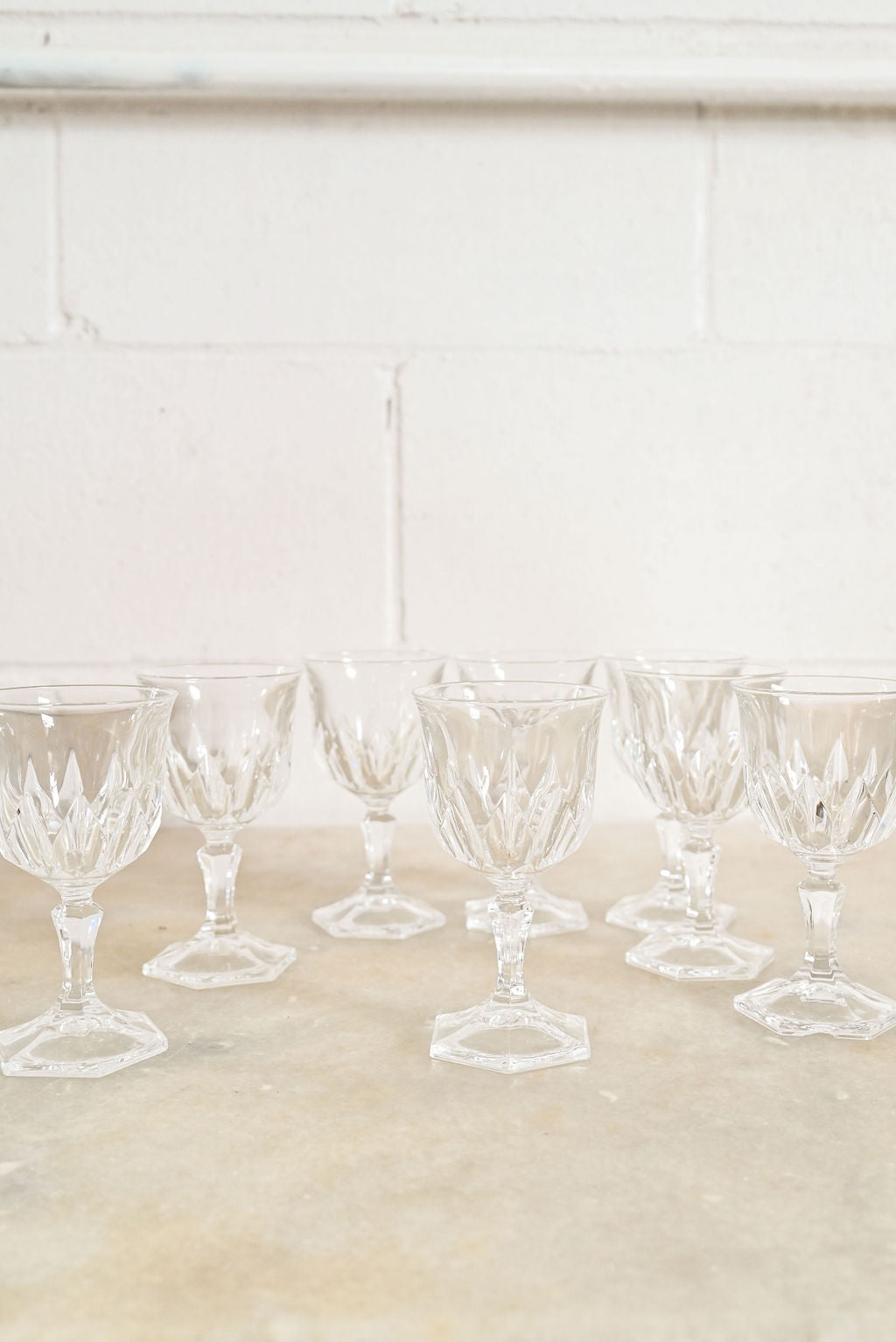 vintage french wine glasses, set of 8