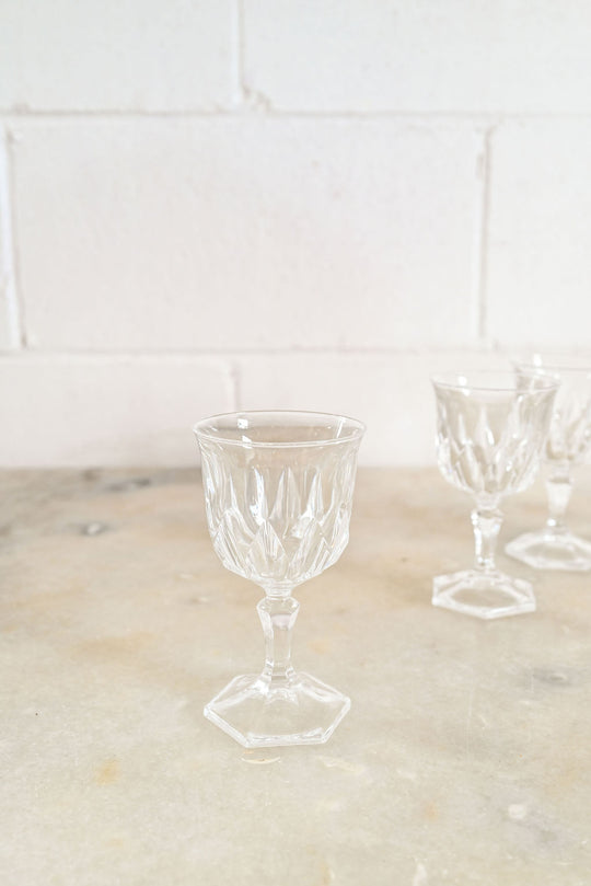 vintage french wine glasses, set of 8
