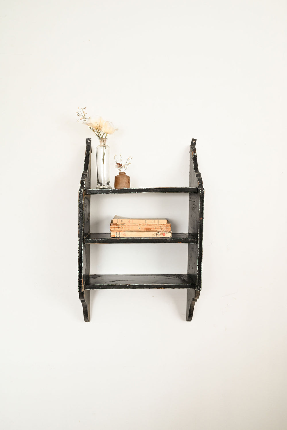 vintage painted wooden wall shelf