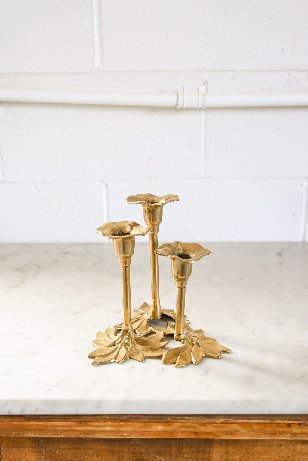 vintage italian floral brass candlesticks