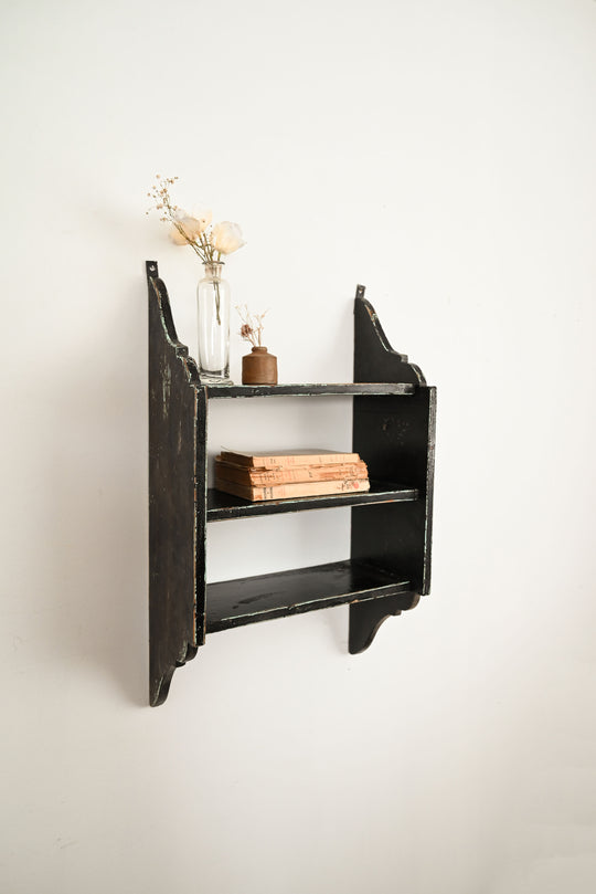 vintage painted wooden wall shelf