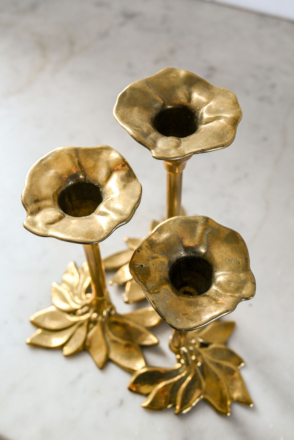 vintage italian floral brass candlesticks