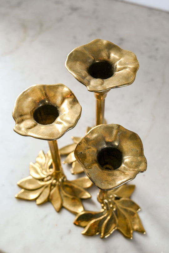 vintage italian floral brass candlesticks