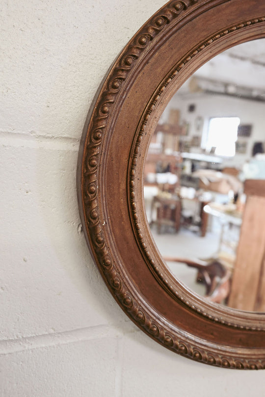 vintage french wood oval mirror