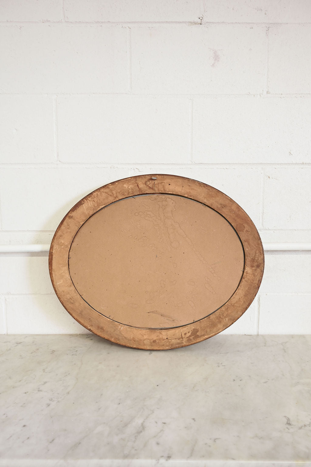 vintage french wood oval mirror