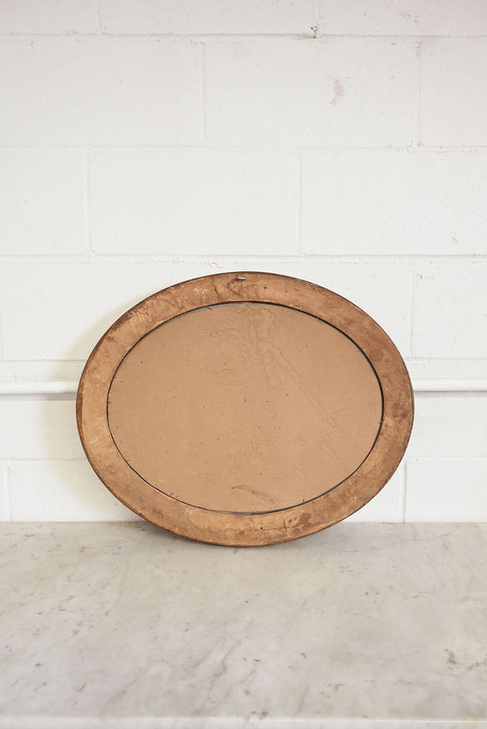vintage french wood oval mirror